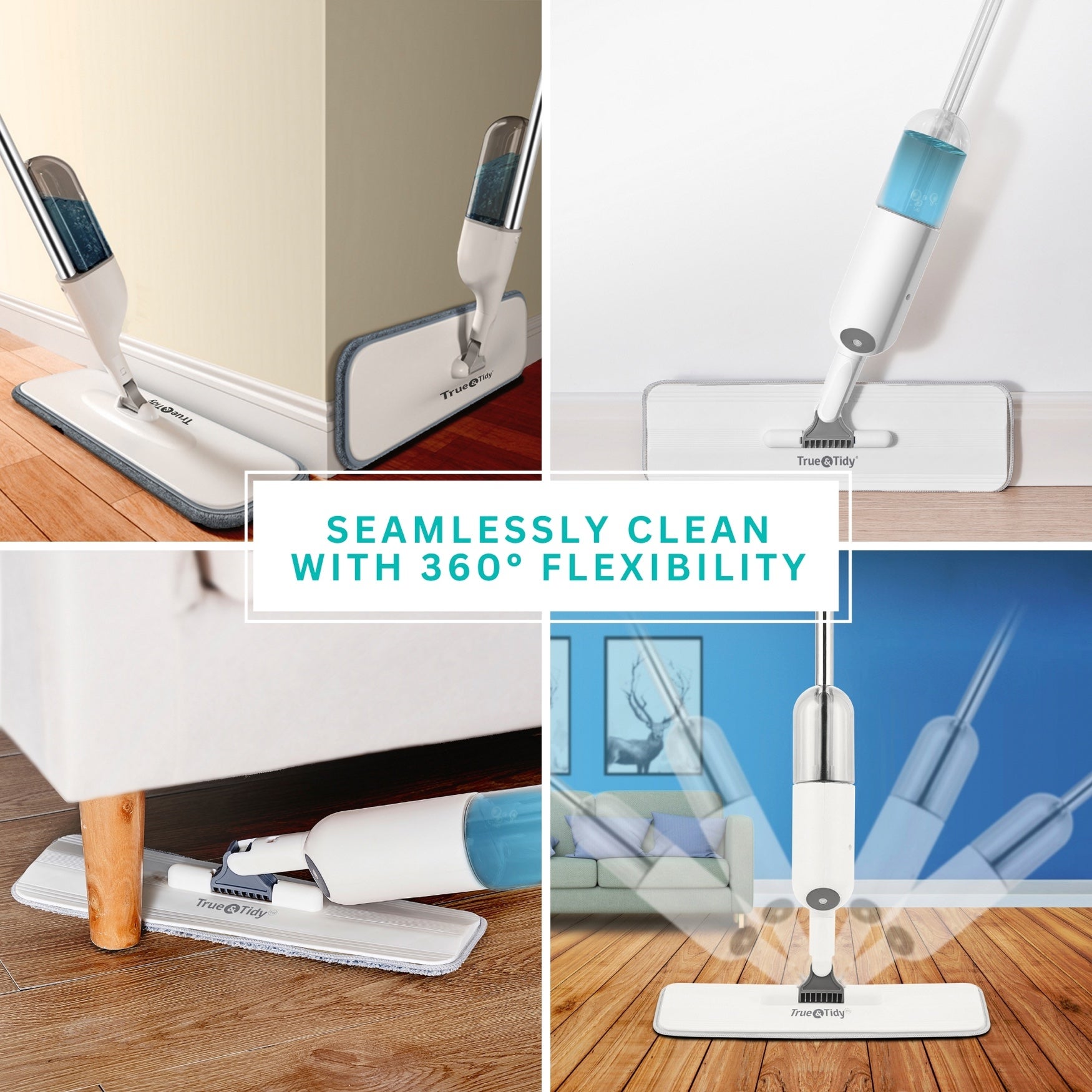 True & Tidy Refillable Spary Mop with Microfiber Pad & Scraper image number 2