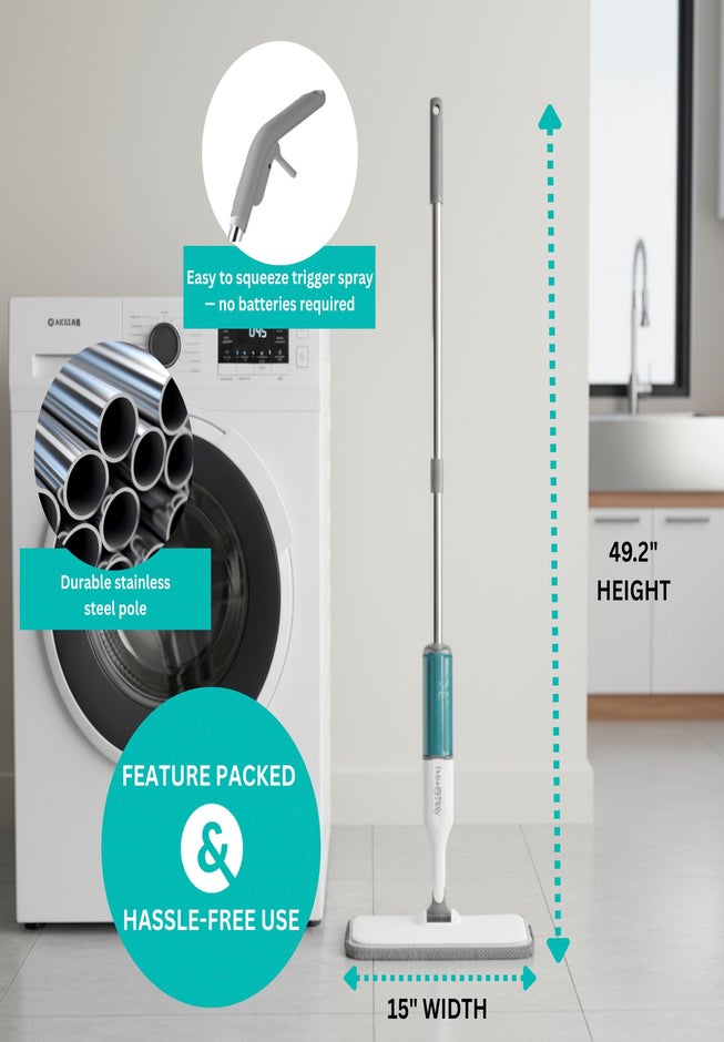 True & Tidy Refillable Spary Mop with Microfiber Pad & Scraper image number 4