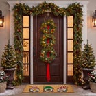 Hanging 20" Pre-lit Mixed Pine Wreath, Set of 3 image number 0