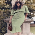 Lace-Trim Satin Midi Slip Dress image number 0