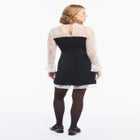 Lace-Trim Satin Mini Dress image number 2
