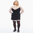 Lace-Trim Satin Mini Dress image number 1