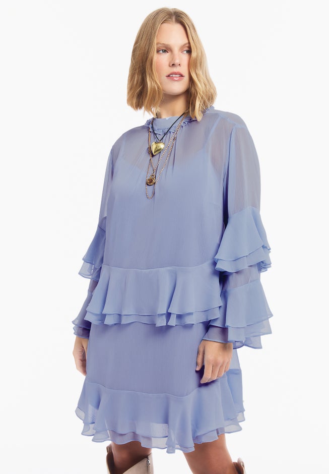 Ruffled Chiffon Mini Dress image number 2