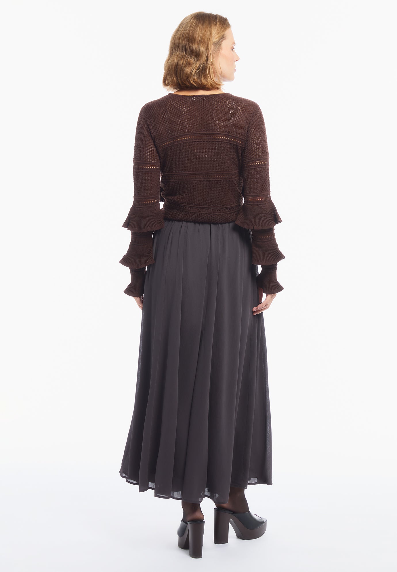 Seamed Chiffon Maxi Skirt image number 3