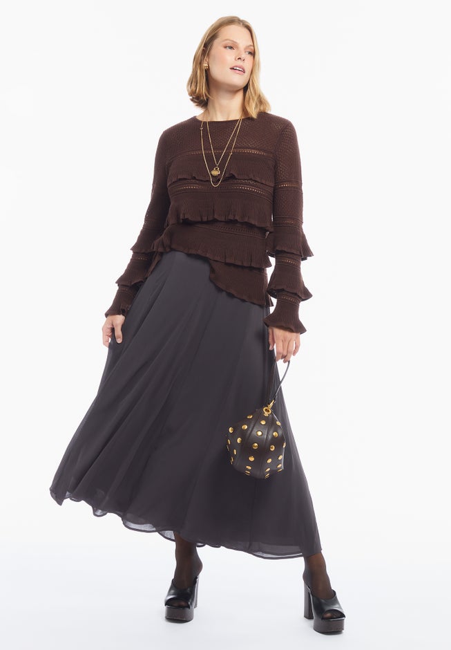 Seamed Chiffon Maxi Skirt image number 1
