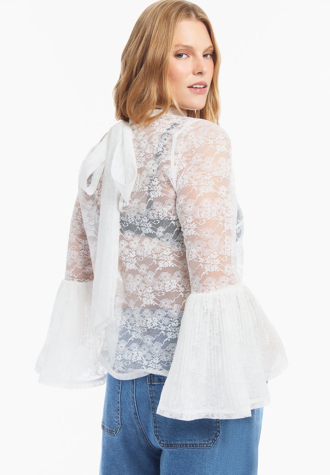 Sheer Chantilly Lace Blouse image number 4
