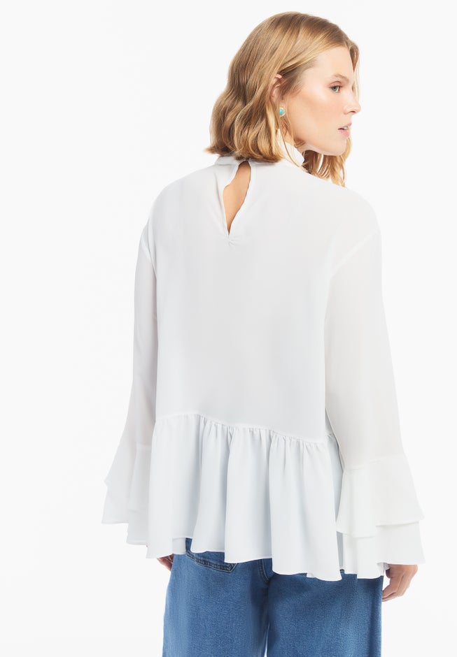 Ruffled Chiffon Long Sleeve Blouse image number 3