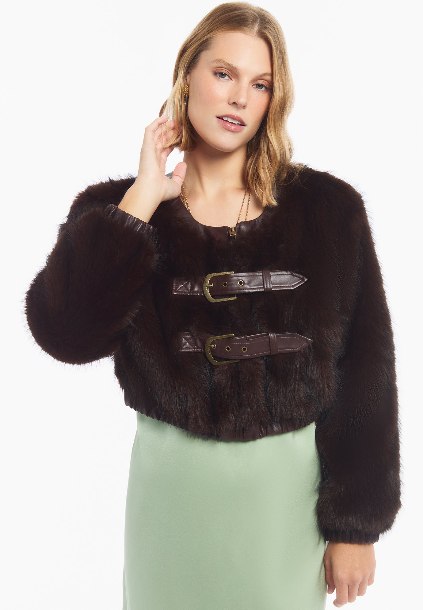 Faux Fur Cropped Jacket image number 3