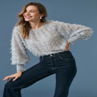 All-Over Eyelash Long Sleeve Blouse image number 2