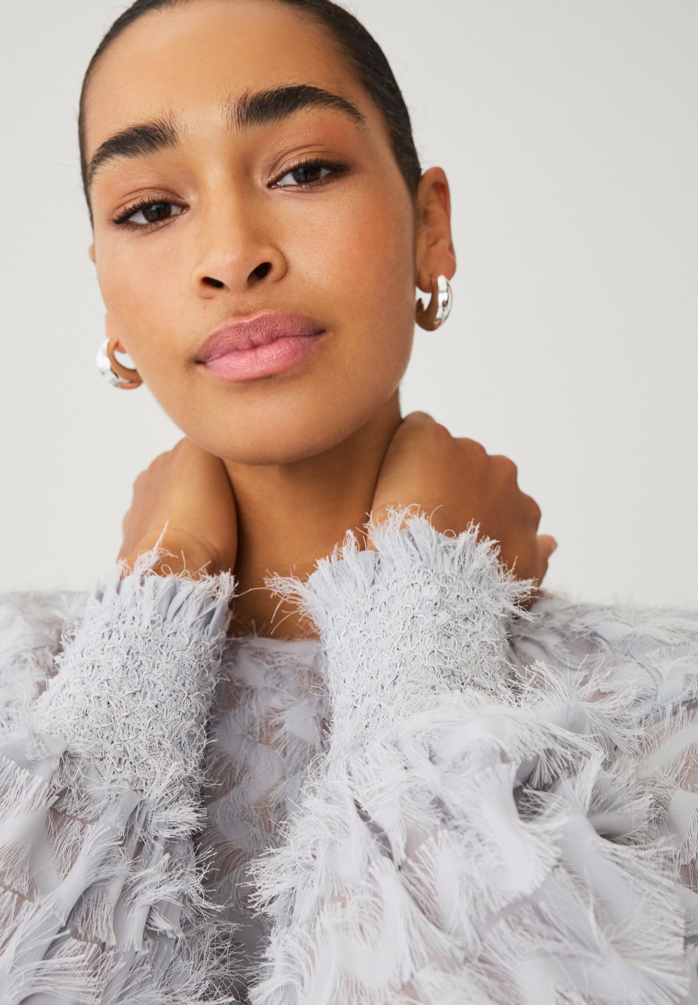 All-Over Eyelash Long Sleeve Blouse image number 3