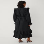 A-Line Notch Neck Ruffle Maxi Dress With Tie Waist image number 2