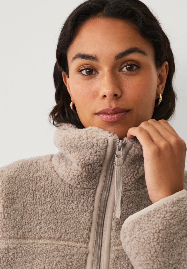 Zip Front Mockneck Sherpa Jacket image number 2