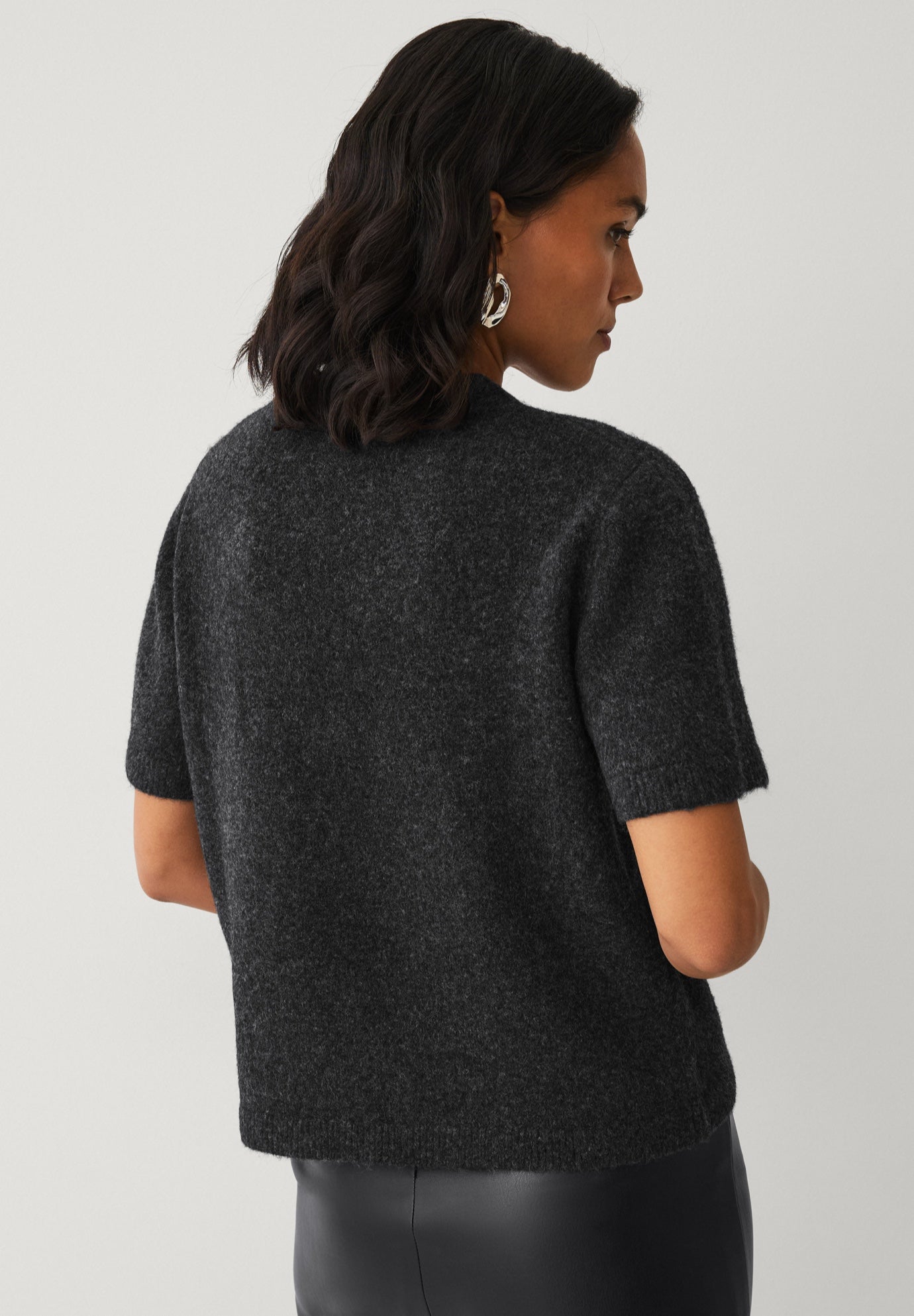 Wool-Blend Embellished Crewneck Elbow-Length Sleeve Pullover Sweater image number 1