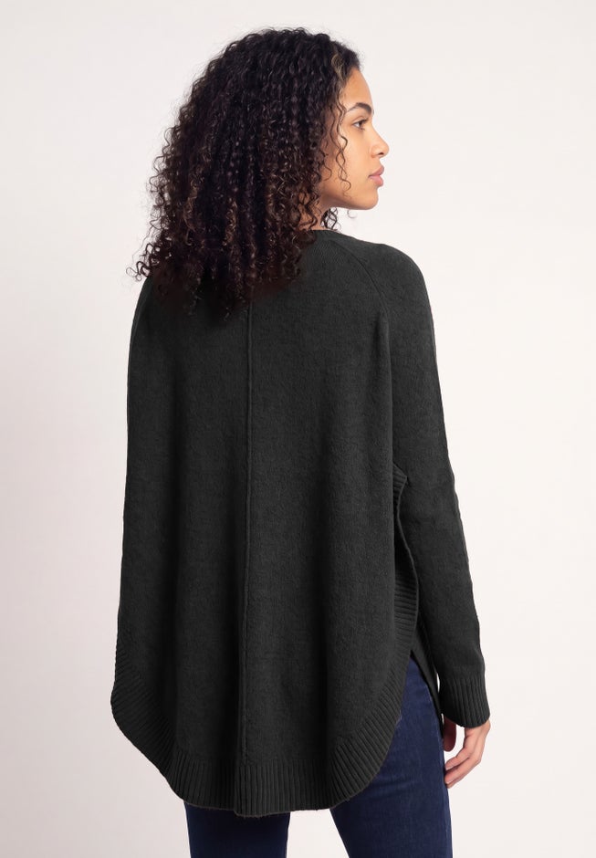 Scoopneck Long Sleeve Pullover Poncho Sweater image number 1