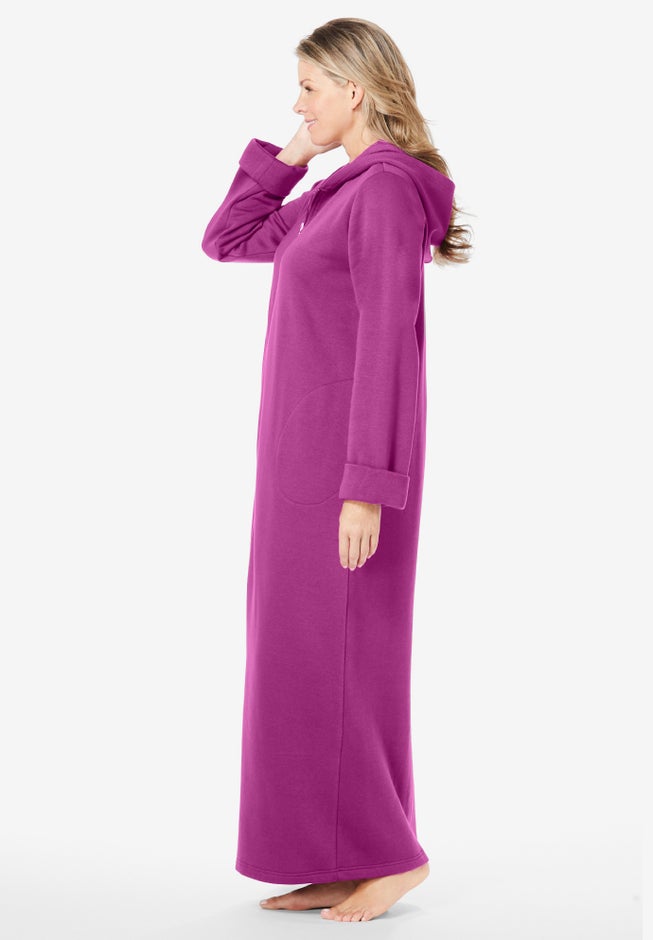 Long Hooded Fleece Sweatshirt Robe image number 2