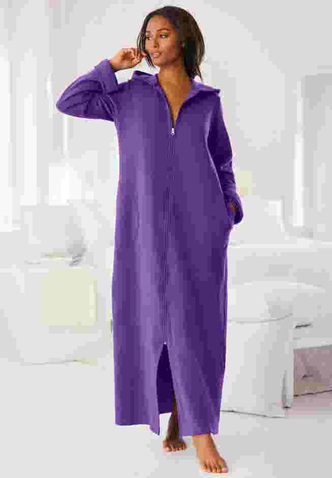 Long Hooded Fleece Sweatshirt Robe image number 4