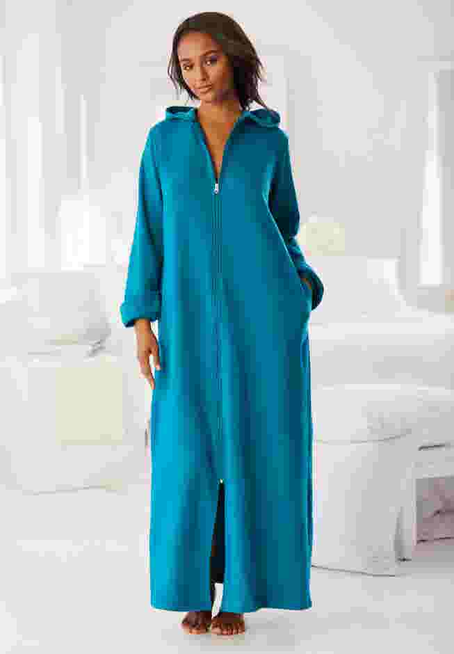 Long Hooded Fleece Sweatshirt Robe image number 3