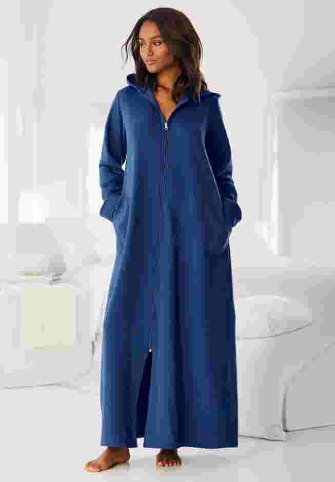 Long Hooded Fleece Sweatshirt Robe image number 5