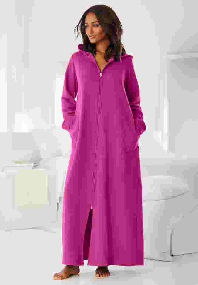 Long Hooded Fleece Sweatshirt Robe image number 0