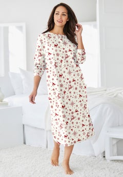 Long-Sleeve Henley Print Sleepshirt