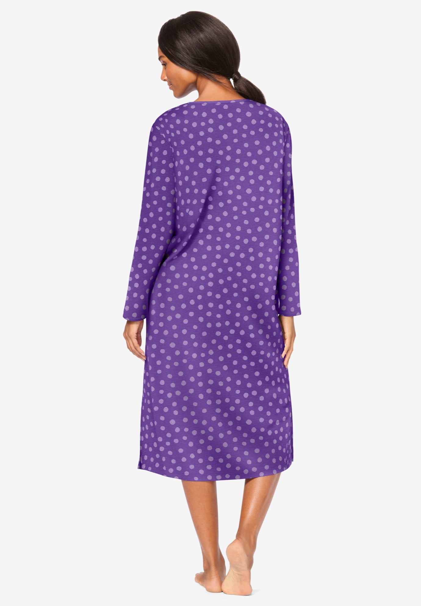 Long-Sleeve Henley Print Sleepshirt image number 1