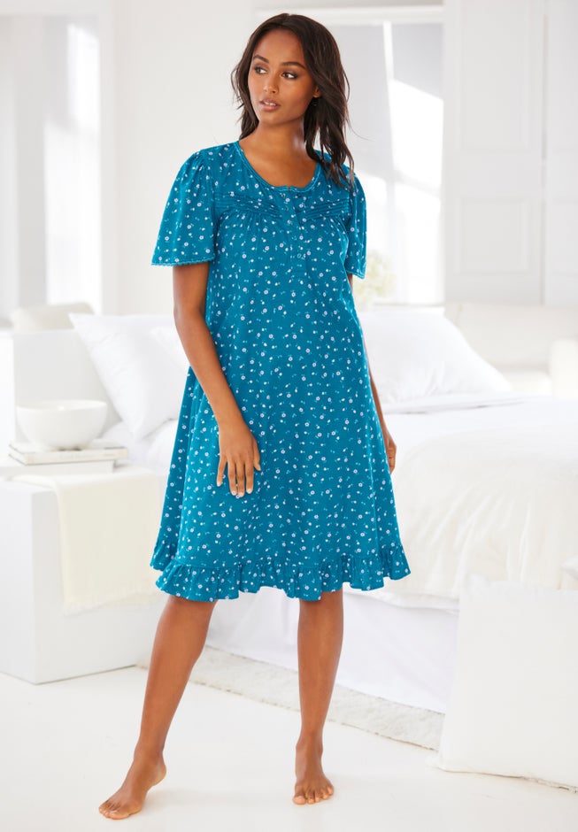 Short Floral Print Cotton Gown image number 4