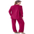 Plus Size Two-Piece V-Neck Velour Set image number null