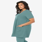 Plus Size Two Pocket Soft Knit Swing Tunic image number null