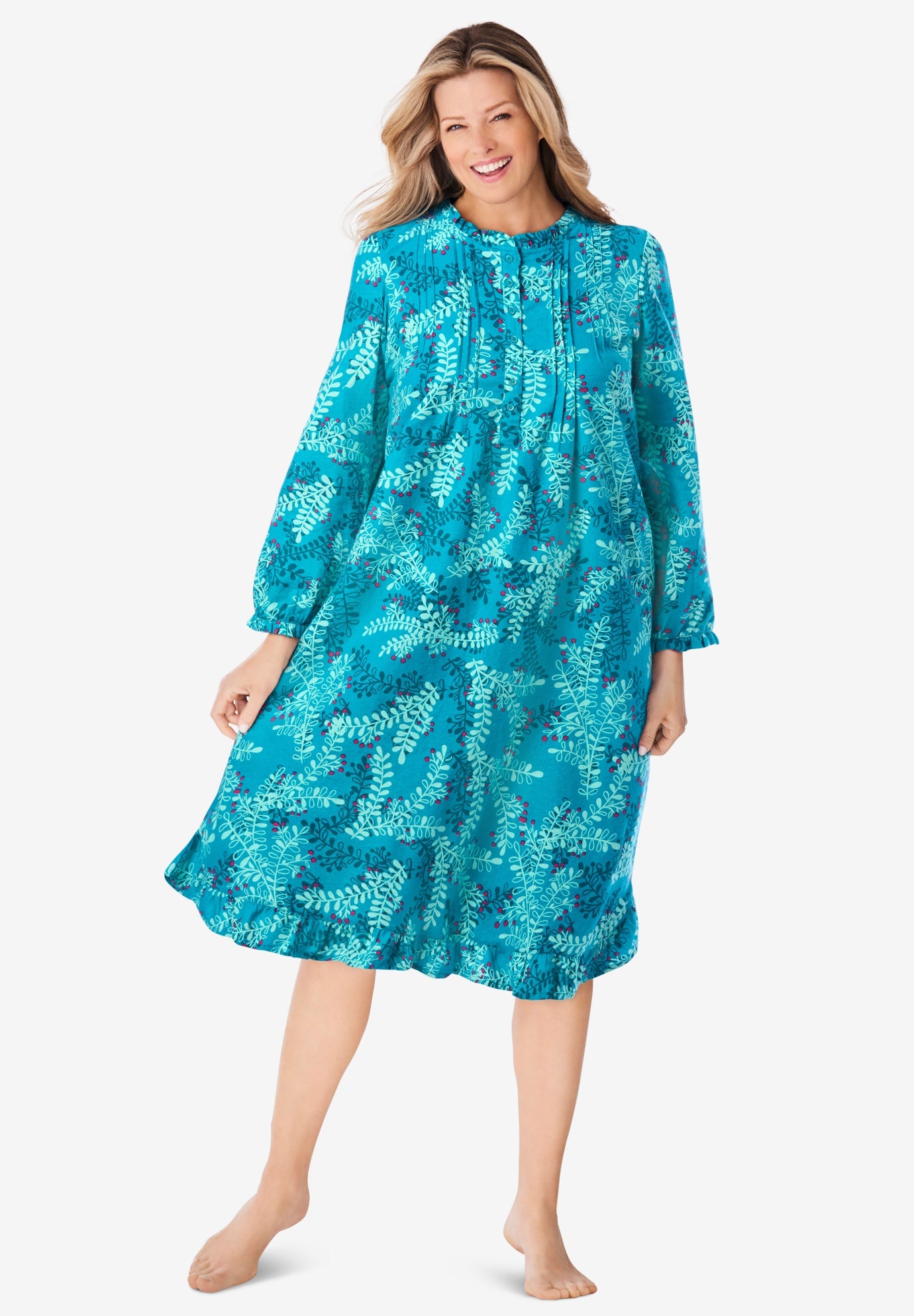 Cotton Flannel Print Short Gown  image number 0