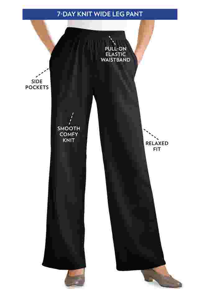 Womens Plus-Size 7-Day Knit Wide-Leg Pull-On Pants image number 0