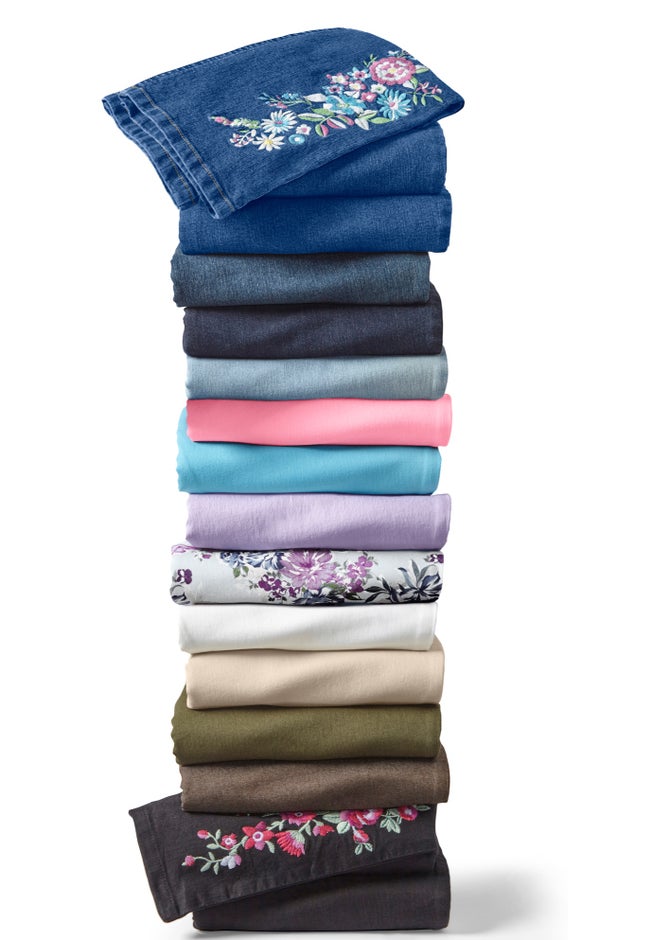 Straight-Leg Stretch Denim Five-Pocket Jeans image number 4