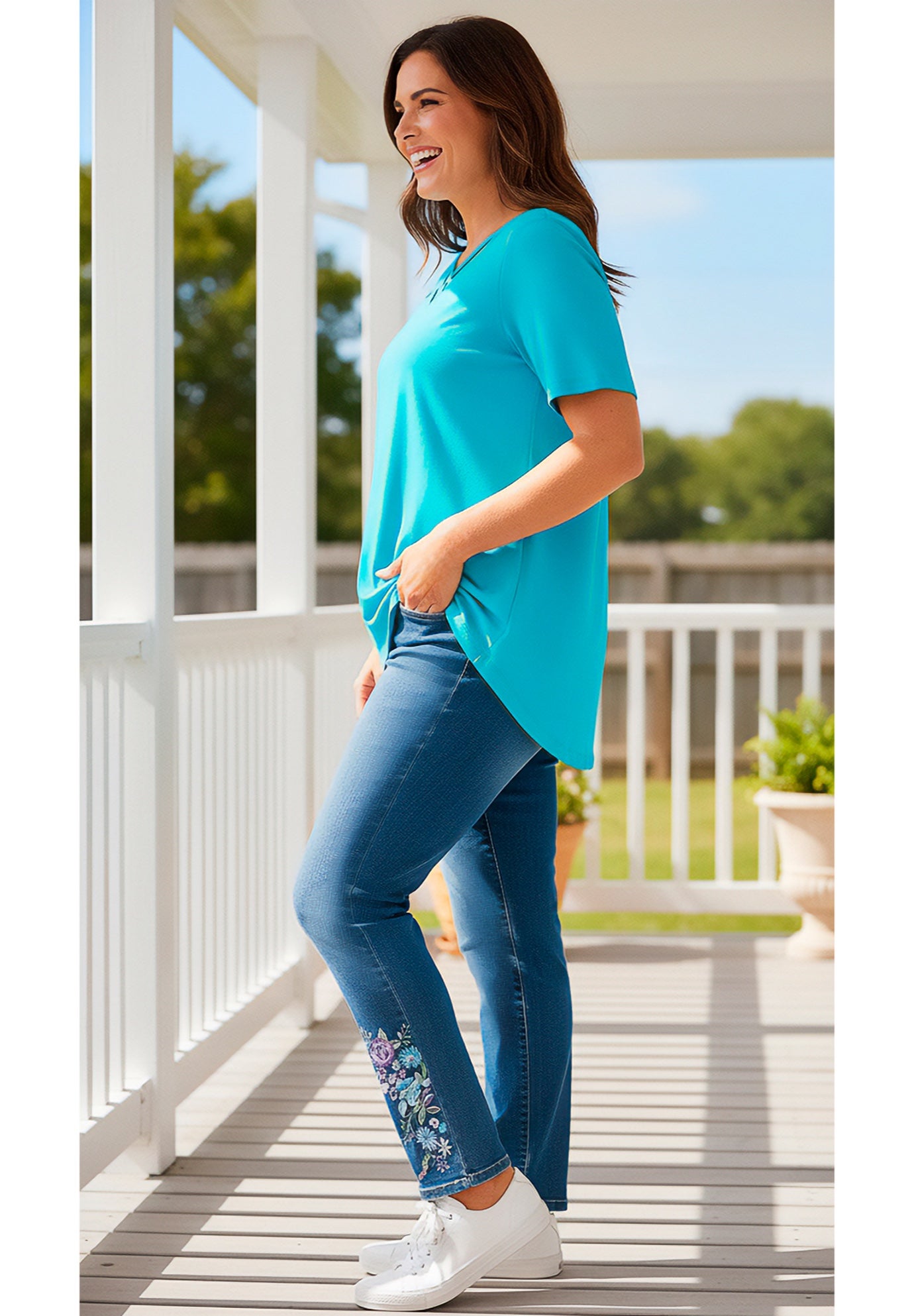 Straight-Leg Stretch Denim Five-Pocket Jeans image number 8