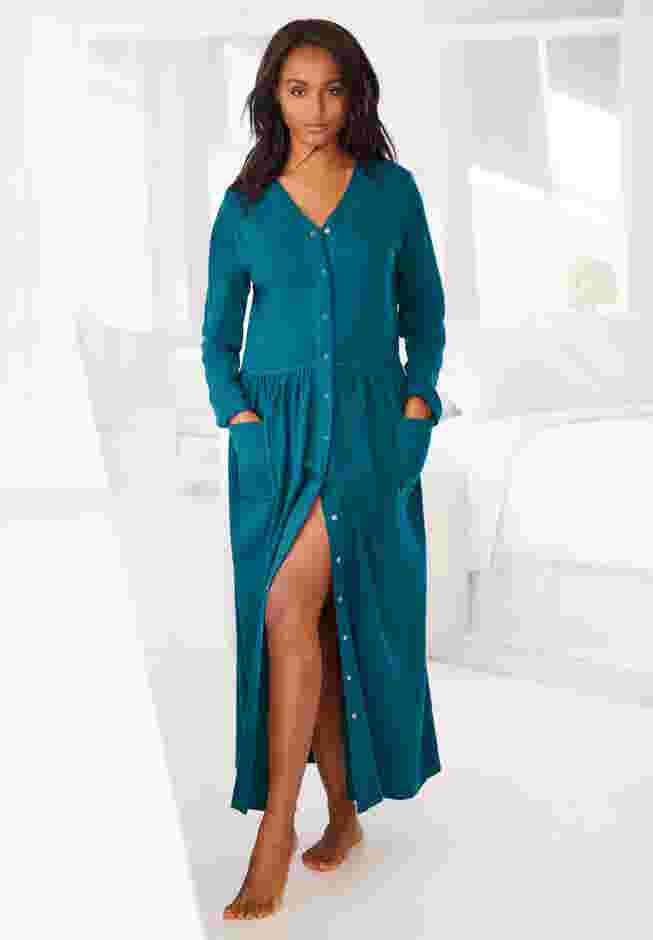Long Snap-Front Knit Lounger image number 0