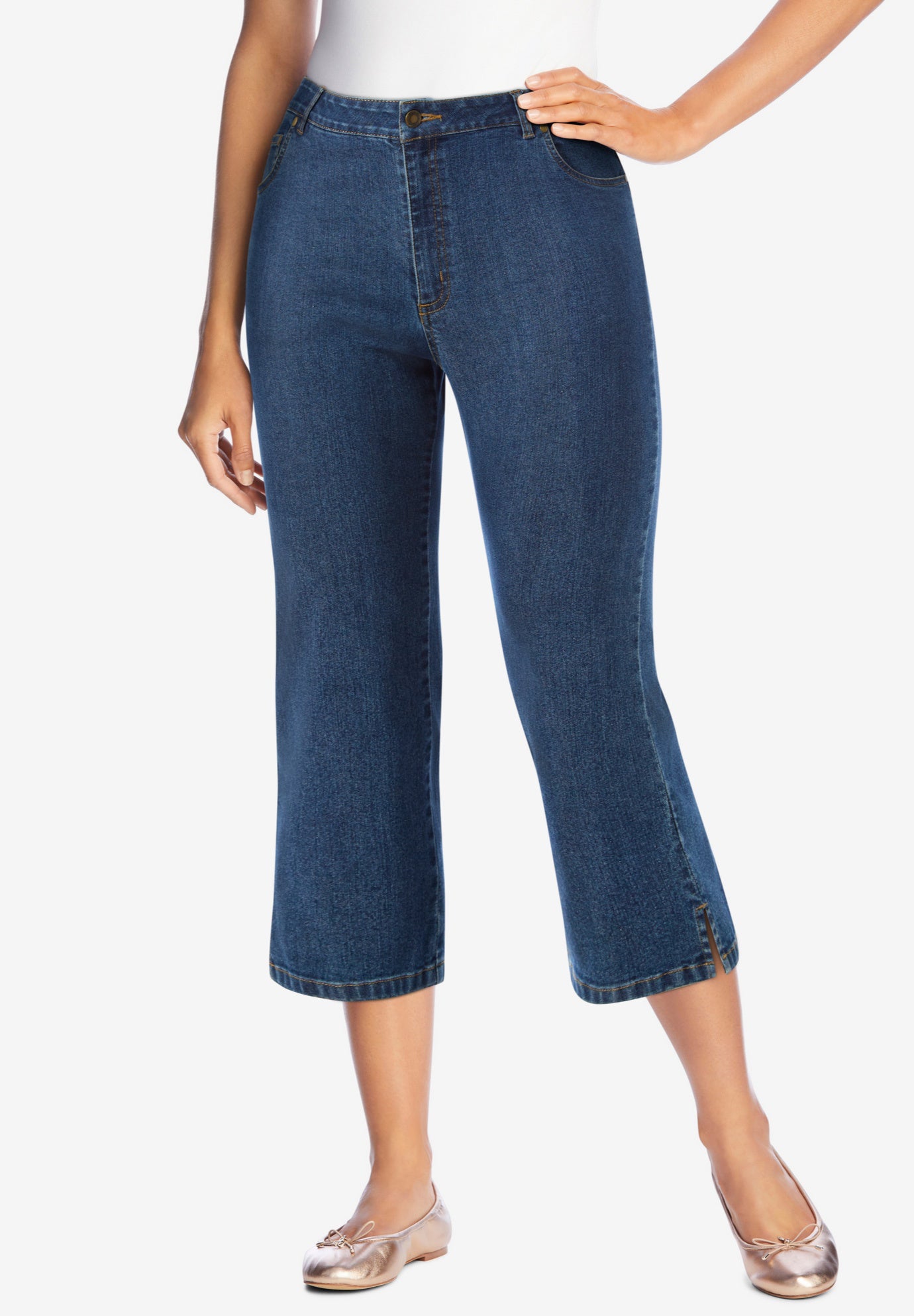 Stretch Denim Five-Pocket Capri Jeans image number 0