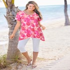 Stretch-Cotton Knit Pull-On Capri Leggings image number null