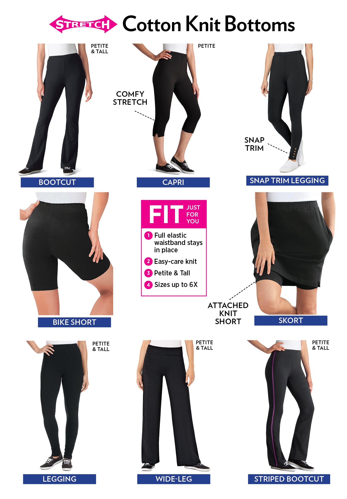 Stretch-Cotton Knit Pull-On Capri Leggings image number 2