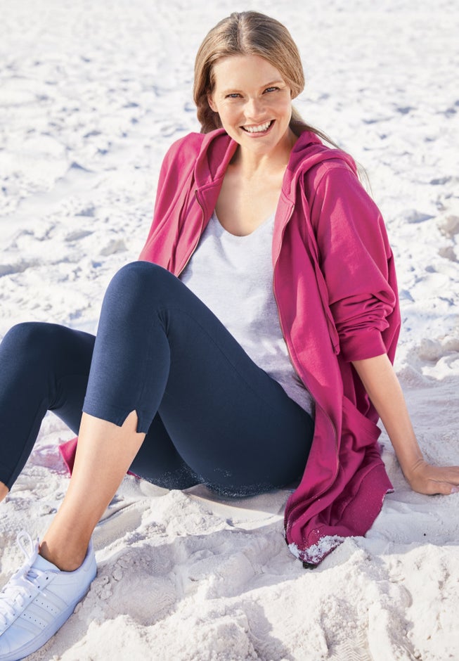 Stretch-Cotton Knit Pull-On Capri Leggings image number 3