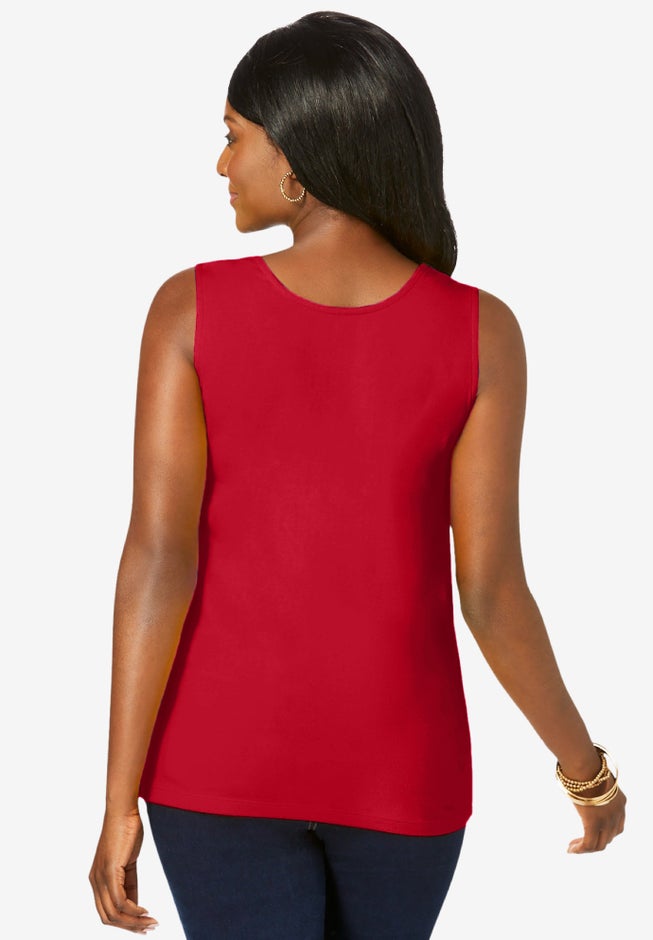 Stretch Cotton Horseshoe Neck Tank image number 1