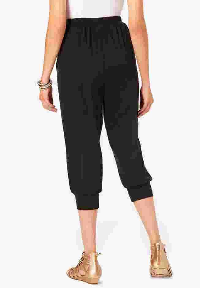 Drawstring Soft Knit Capri Pant image number 1