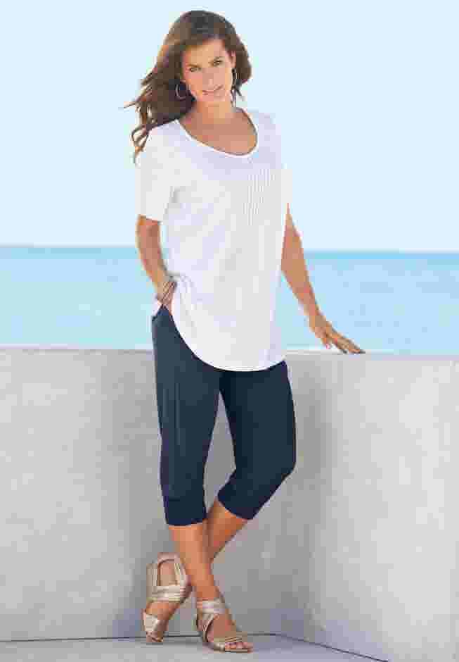 Drawstring Soft Knit Capri Pant image number 4