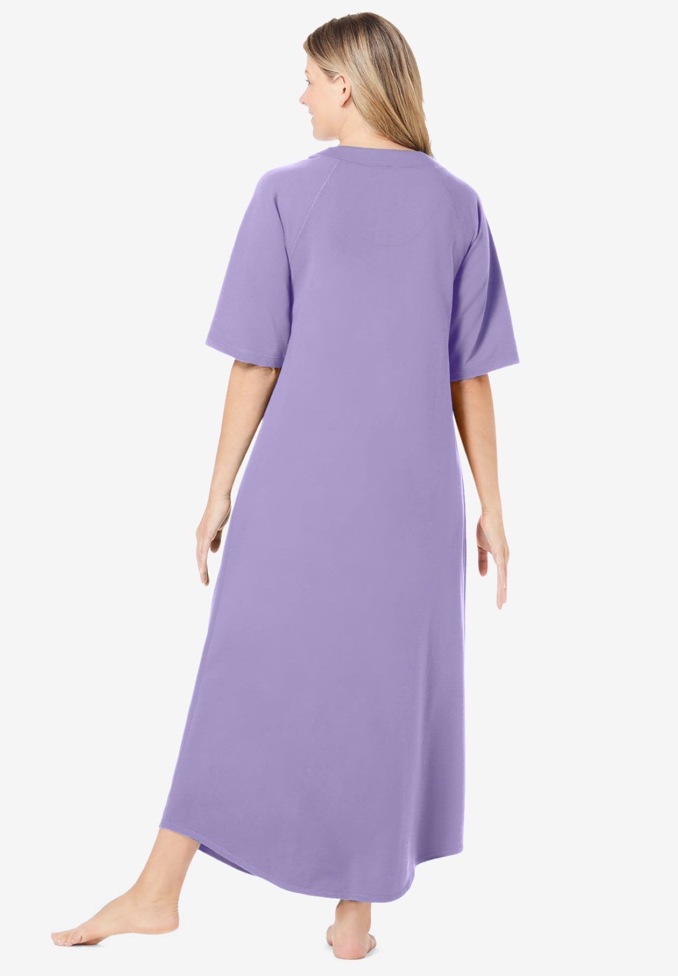 Long French Terry Zip-Front Robe image number 1