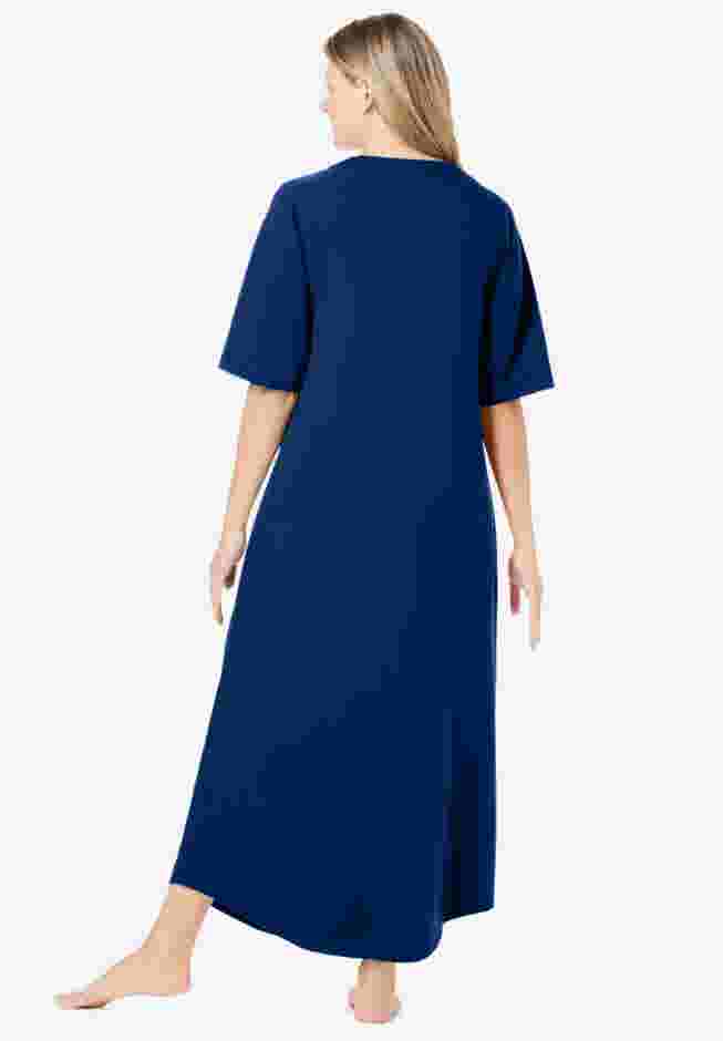 Long French Terry Zip-Front Robe image number 1