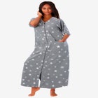 Long French Terry Zip-Front Robe image number null