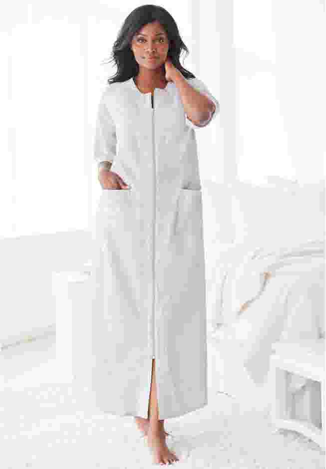 Long French Terry Zip-Front Robe image number 6