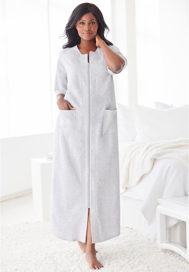 Long French Terry Zip-Front Robe image number 6