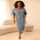 Long French Terry Zip-Front Robe image number null