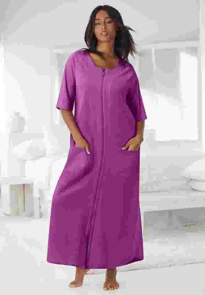 Long French Terry Zip-Front Robe image number 0