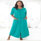 Long French Terry Zip-Front Robe image number null
