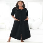 Long French Terry Zip-Front Robe image number null