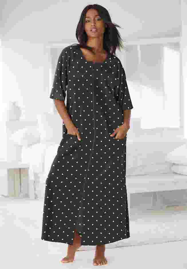 Long French Terry Zip-Front Robe image number 0
